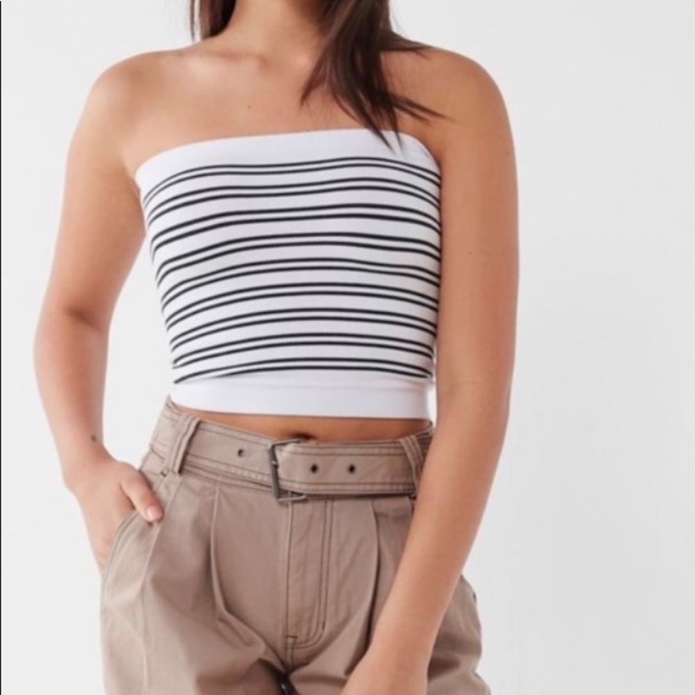 black and white striped tube top